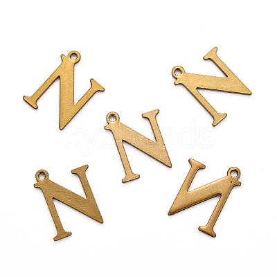 304 Stainless Steel Alphabet Charms STAS-H122-N-AB-1