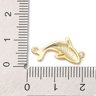 Beach Theme Rack Plating Brass Dolphin Connector Charms KK-P261-08G-G07-1