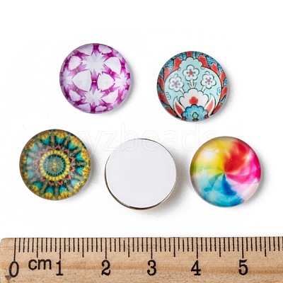 Mosaic Printed Glass Half Round/Dome Cabochons X-GGLA-N004-16mm-G-1