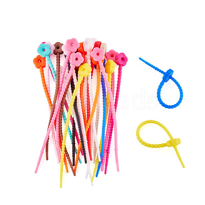 30Pcs Flower Shape Silicone Cable Zip Ties AJEW-TADJ0001-10-1