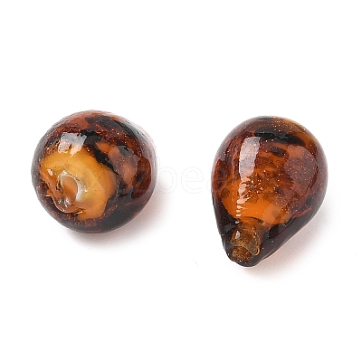 Handmade Gold Sand Lampwork Beads Strands LAMP-Q045-08A-03-1