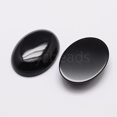 Oval Natural Dyed & Heated Black Agate Cabochons X-G-K020-40x30mm-01-1