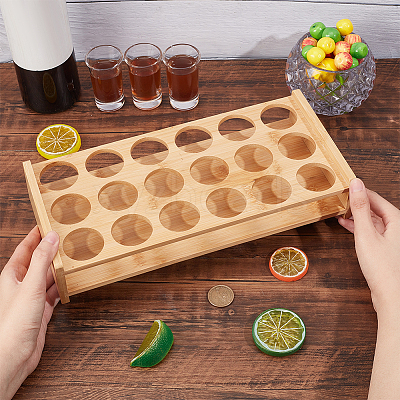 18-Hole Wood Shot Glasses Holders ODIS-WH0038-78-1
