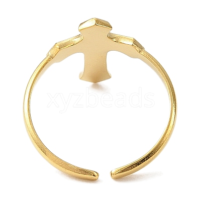 Ion Plating(IP) 304 Stainless Steel Enamel Open Cuff Rings for Women RJEW-F166-54G-01-1