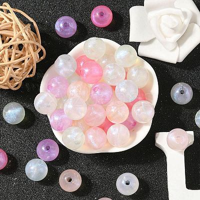 Rainbow Iridescent Plating Acrylic Beads MACR-YW0002-19D-1