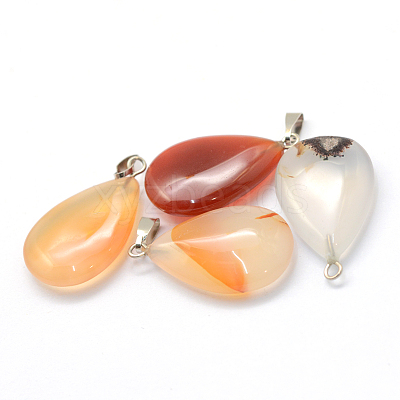 Teardrop Dyed Natural Agate Pendants G-Q368-26-1