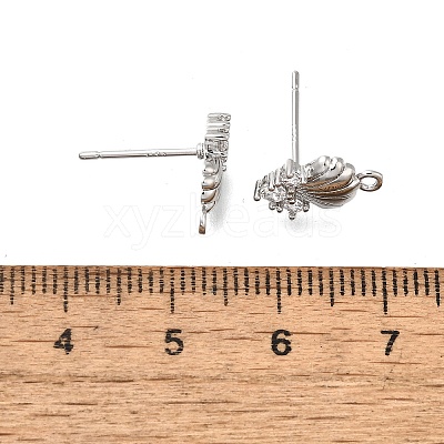 Brass Cubic Zirconia Stud Earring Finding KK-Q048-15P-1