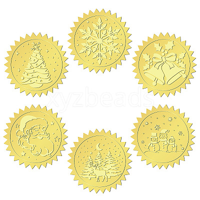 6 Patterns Aluminium-foil Paper Adhesive Embossed Stickers DIY-WH0451-005-1