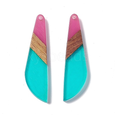 Transparent Resin & Walnut Wood Big Pendants RESI-M027-07G-1