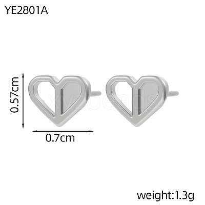 Valentine's Day Heart 304 Stainless Steel Stud Earrings STAS-OY016-86P-1