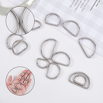 40Pcs 4 Styles Iron D Rings IFIN-SP0001-22P-1