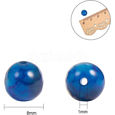 Dyed Natural Agate Faceted Round Beads G-NB0001-07-1