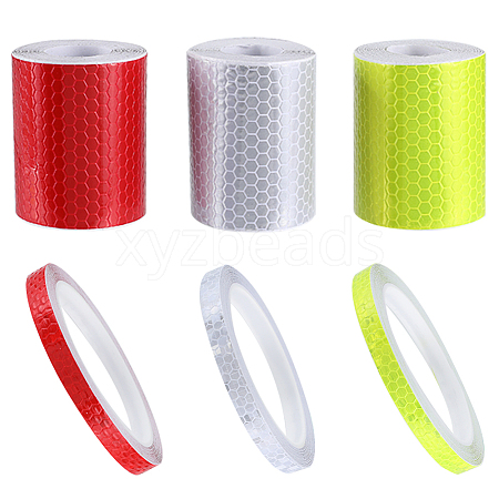 Gorgecraft 6 Rolls 6 Style Waterproof Safety Mark Reflective Tape Crystal Color Lattice Reflective Film DIY-GF0007-56-1