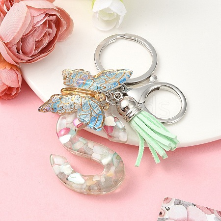 Resin & Acrylic & Faux Suede Tassel Keychain KEYC-YW00126-19-1