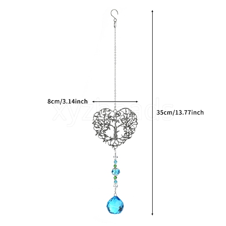 Alloy Heart with Tree of Life Hanging Ornaments PW-WG64732-02-1