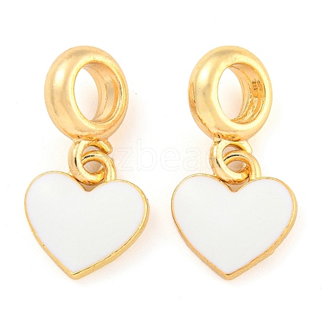 Rack Plating Alloy Enamel Heart European Dangle Charms FIND-B034-21G-06-1