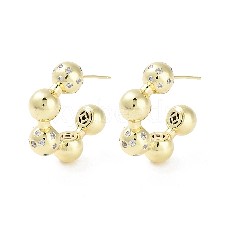 Rack Plating Brass Micro Pave Cubic Zirconia Studs Earrings EJEW-B047-05G-07-1