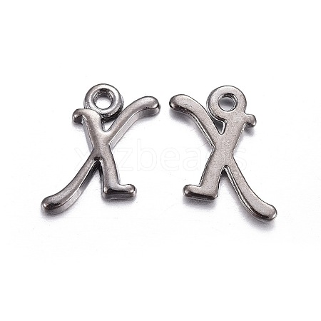 Gunmetal Plated Alloy Letter Pendants PALLOY-P097-03-X-1