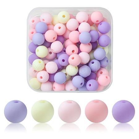 70Pcs Rubberized Style Acrylic Beads MACR-FS0001-71C-1