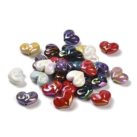 UV Plating Opaque Rainbow Iridescent Acrylic Beads SACR-R001-01A-1