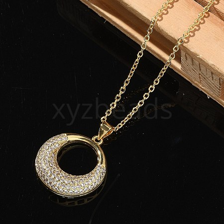 Brass Micro Pave Cubic Zirconia Pendant Necklaces for Women NJEW-U020-01G-01-1