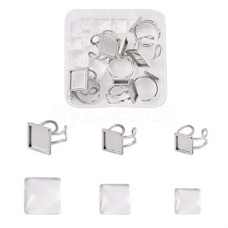 1 Box 9Pcs 304 Stainless Steel Cuff Pad Ring Settings DIY-PJ0001-11-1