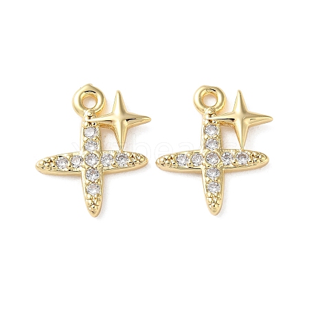 Brass Micro Pave Cubic Zirconia Charms X-KK-F872-13G-1