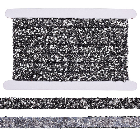 1 Roll Resin Rhinestone with Plastic Imitation Pearl Beaded Trim DIY-BC0015-57C-1