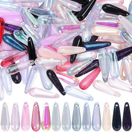 130Pcs 13 Colors Baking Paint Transparent Glass Pendants FIND-SC0023-46B-1