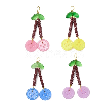 4Pcs Acrylic Sewing Buttons Pendants PALLOY-JF04201-1