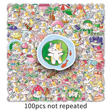 100Pcs Cat PET Stickers PW-WG73224-01-1