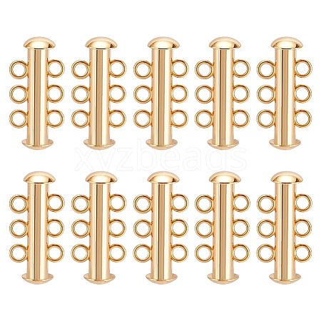 10Pcs Tube Brass Slide Lock Clasps KK-GA0002-44-1