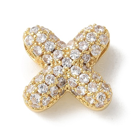 Brass Micro Pave Cubic Zirconia Beads KK-P290-61G-X-1