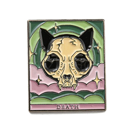 Cat Theme Tarot Card Enamel Pins JEWB-Z009-07E-1