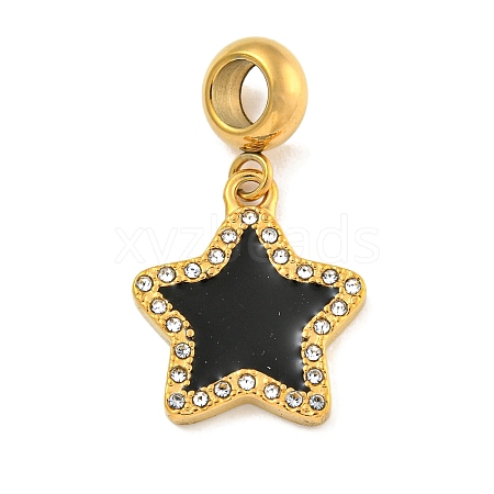 Ion Plating(IP) 304 Stainless Steel Pave Crystal Rhinestone European Dangle Charms STAS-U005-45G-01-1