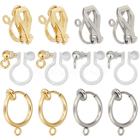 SUNNYCLUE 36Pcs 6 Styles 304 Stainless Steel Clip-on Earring Findings STAS-SC0008-33-1