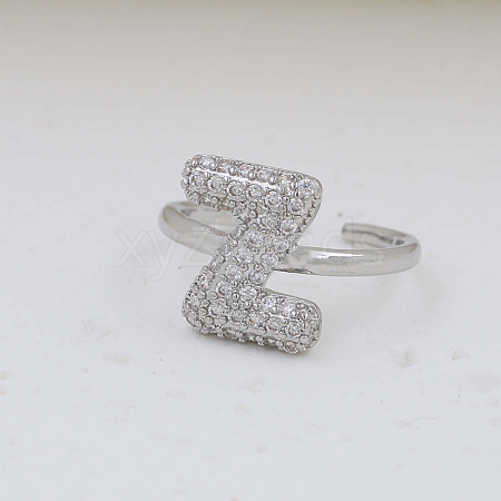 Brass Micro Pave Clear Cubic Zirconia Cuff Rings FS-WG17FF6-26-1