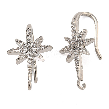 Rack Plating Brass Pave Cubic Zirconia Earring Hooks KK-O143-21P-1