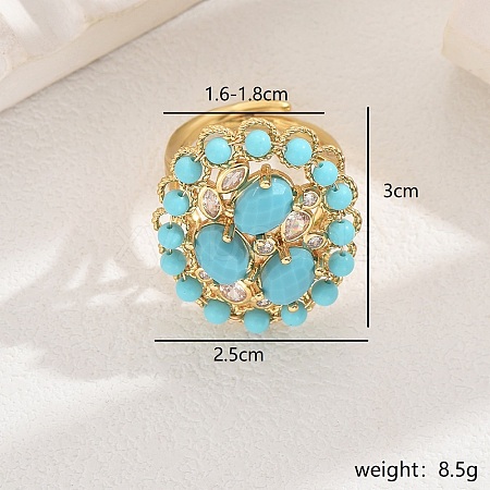 Vintage Brass Micro Pave Cubic Zirconia Adjustable Rings for Women's Party Dress HT9730-1-1