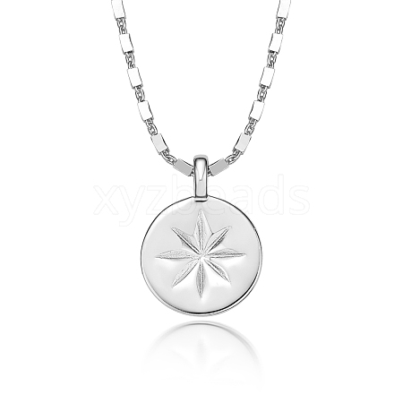 Anti-Tarnish Vintage S925 Silver Eight-pointed Star Coin Pendant Necklace MV8352-3-1