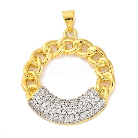 Rack Plating Brass Micro Pave Cubic Zirconia Pendants KK-M021-07G-02-1