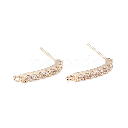 Rack Plating Brass Micro Pave Cubic Zirconia Stud Earring Findings ZIRC-F126-04G-1