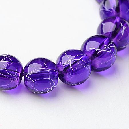 Drawbench Transparent Glass Round Beads Strands X-GLAD-Q012-8mm-16-1