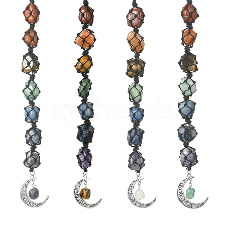 7 Chakra Gemstone Pouch Pendant Decorations HJEW-JM01239-1