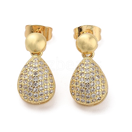 Brass Micro Pave Cubic Zirconia Dangle Stud Earrings EJEW-P252-01G-1