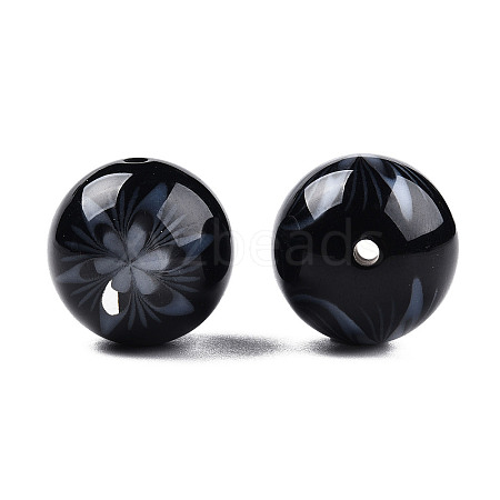 Flower Opaque Resin Beads RESI-T054-001G-1