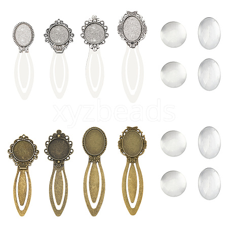 8Pcs 8 Styles Tibetan Style Bookmark Cabochon Settings TIBE-SC0002-24-1