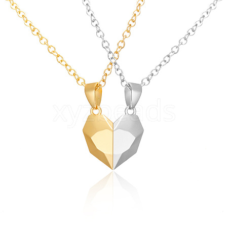 Valentine's Day Stainless Steel Magnetic Heart-shaped Couples Necklace Set with Peach Heart Pendant RE7695-3-1