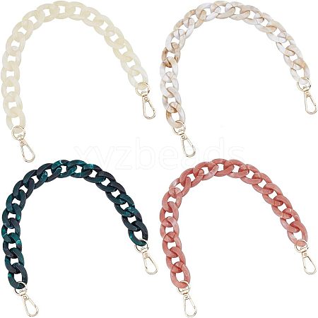 SUPERFINDINGS 4Pcs 4 Colors Plastic Curb Chain Bag Handles FIND-FH0004-98-1