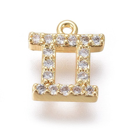 Golden Plated Brass Micro Pave Cubic Zirconia Charms X-ZIRC-L075-51H-1